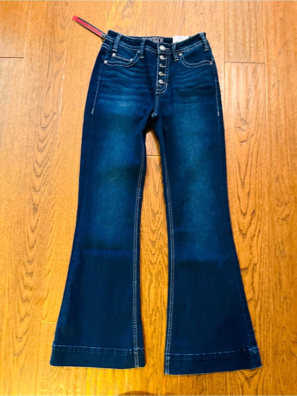 High-Rise Dark Blue Flare Jeans for Women